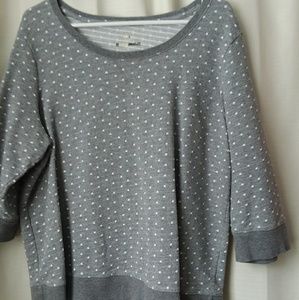 3/4 sleeve polka dot sweatshirt